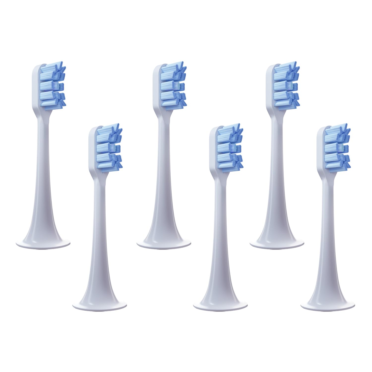 Six blue replacement toothbrush heads compatible with Xiaomi Mijia Mi Home T300/T500/T700