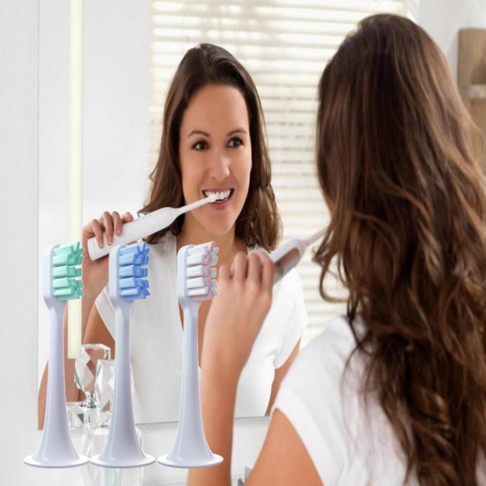Blue medium-bristle replacement head designed for Xiaomi electric toothbrushes