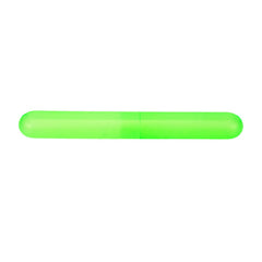 Green matte translucent toothbrush case showing ventilation holes