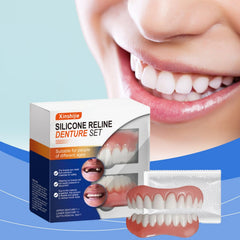 Close-up of silicone liners molding to dentures