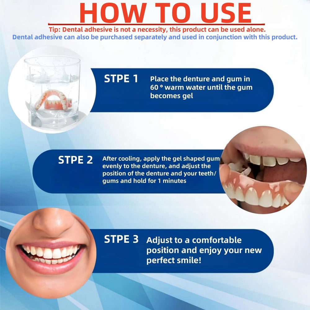 Clip-in silicone denture liner kit for at-home relining