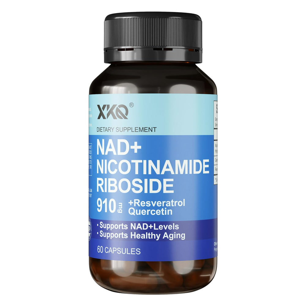 Bottle of XKQ NAD+ Nicotinamide Riboside supplement with label