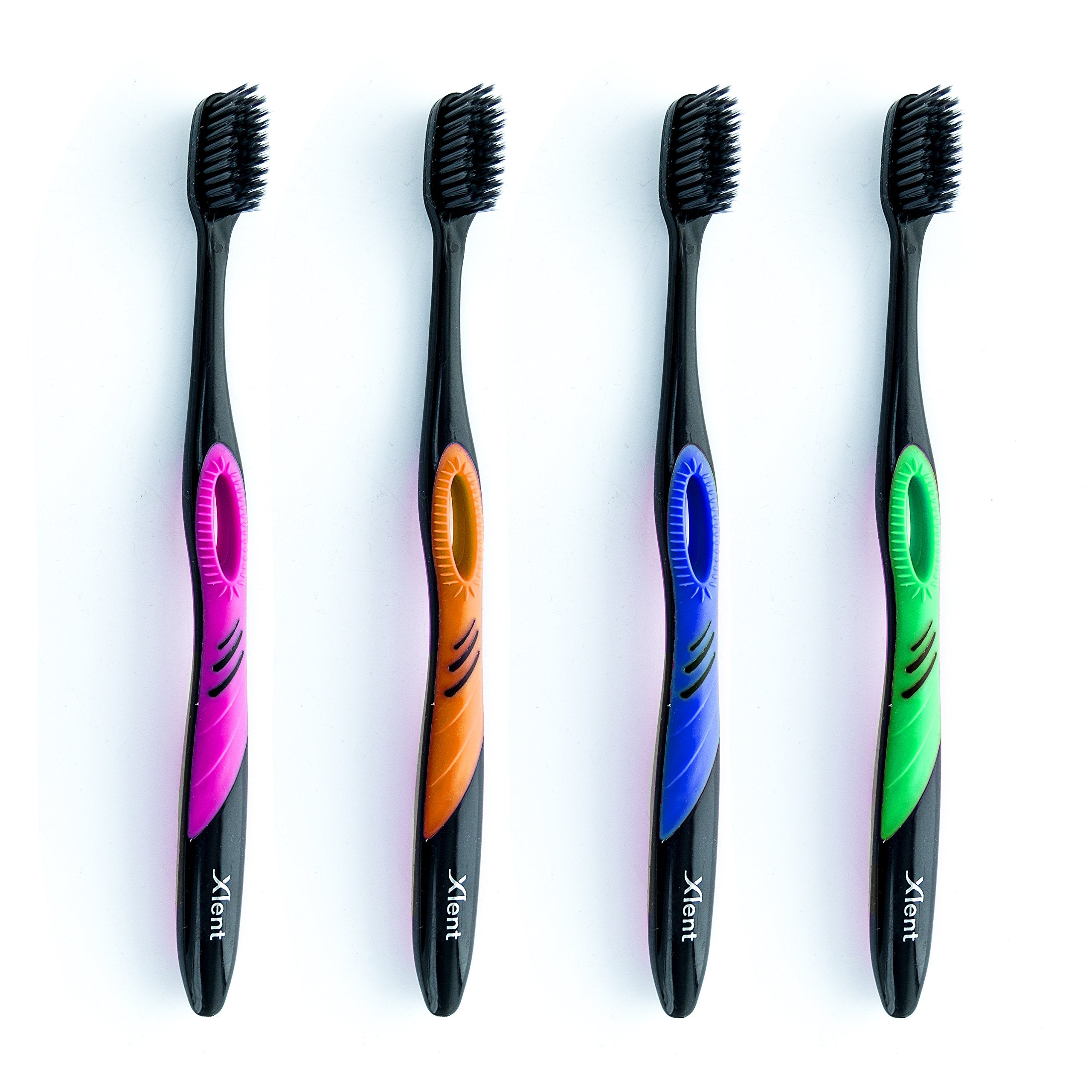 Xlent Dental Activated Charcoal Toothbrush with Xtreme Soft bristles - front view