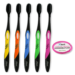 Xlent Dental Activated Charcoal Toothbrush Set with Xtreme Soft bristles and compact head