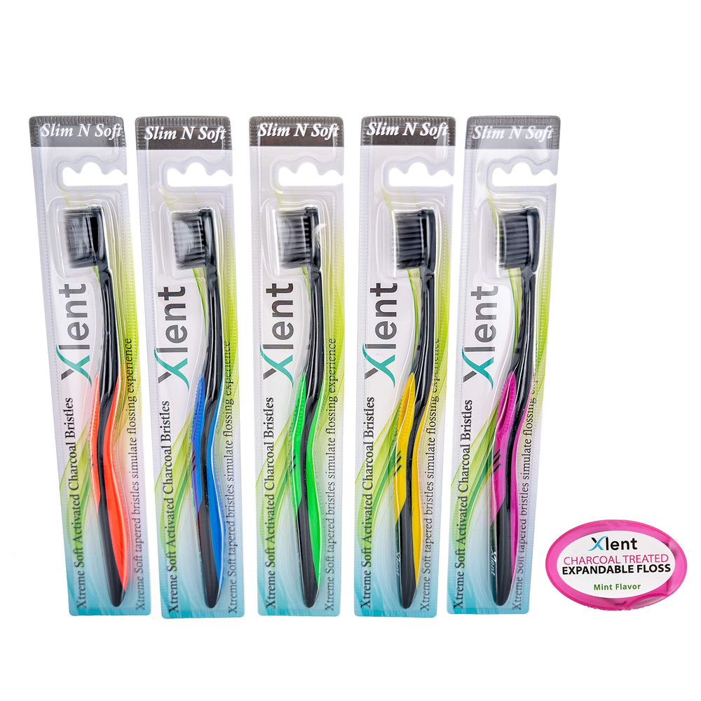 Close-up of Xlent Charcoal Extreme Soft tapered bristles