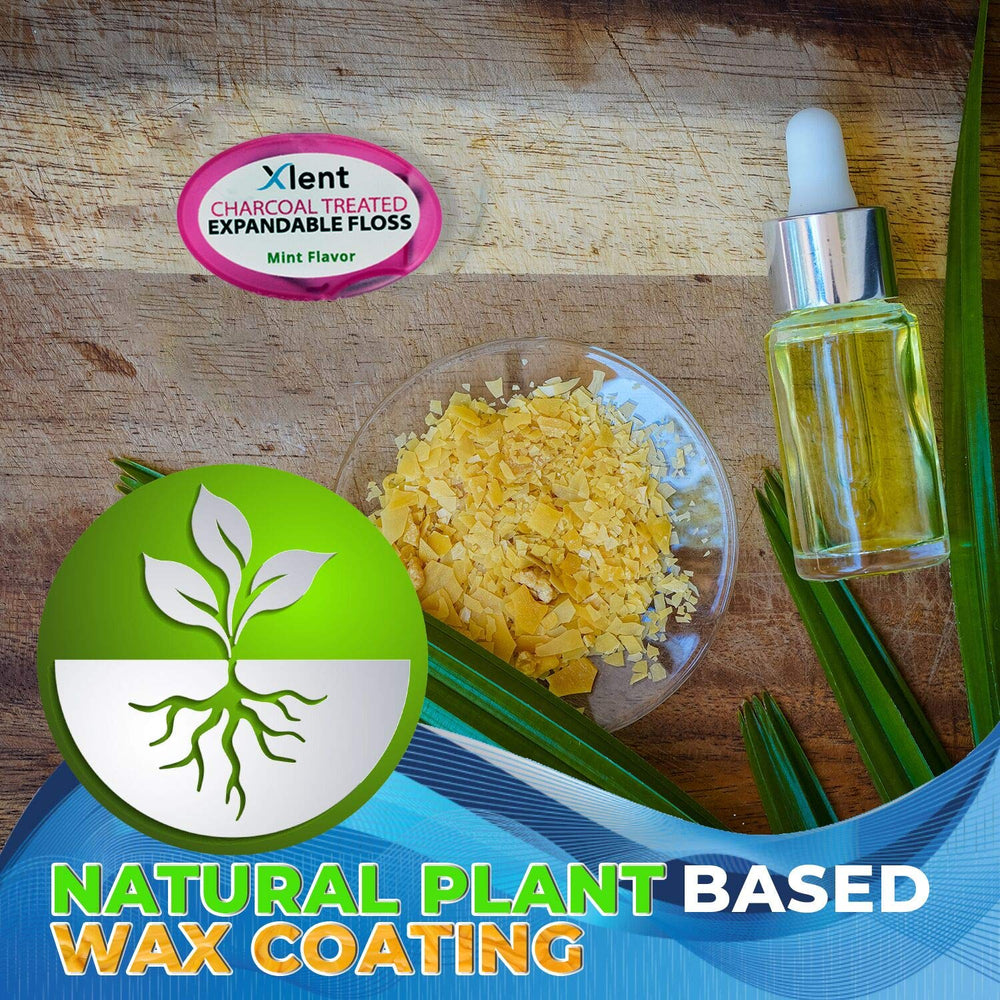 Floss with plant-based wax and xylitol for enhanced cleaning
