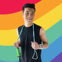 Close-up of the XLPATCH Iron Plus patch adherent to skin