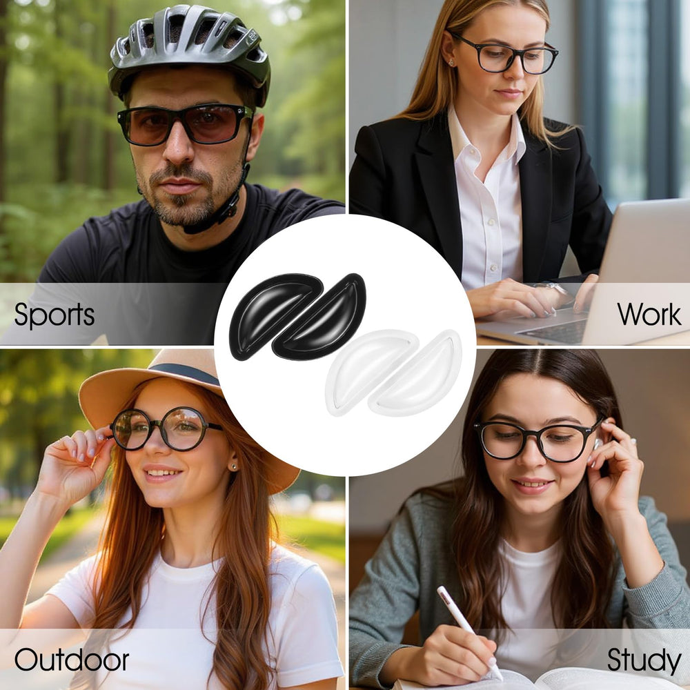 Nose pads installed on full-frame eyeglasses