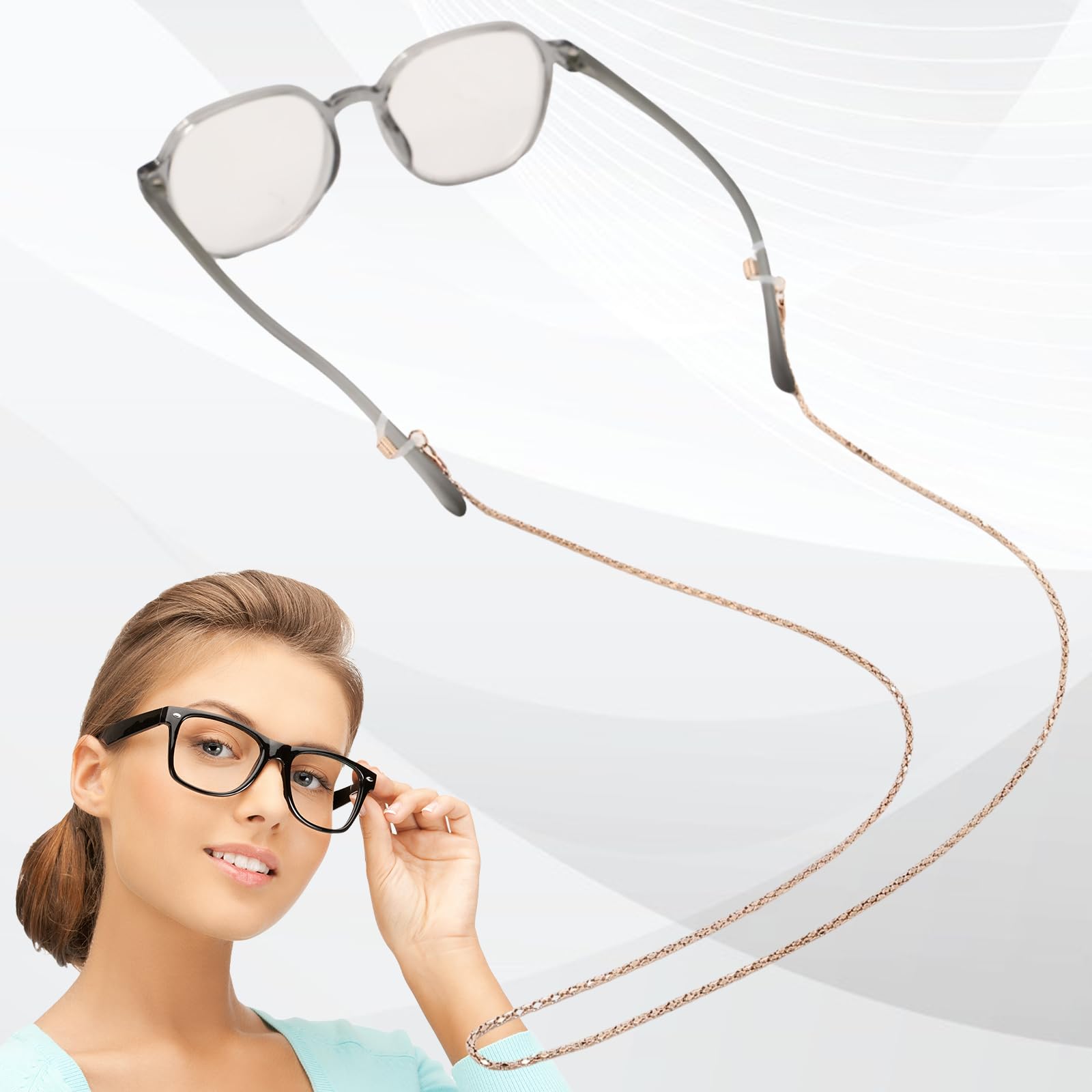 Product image showing Black and Skin color nose pads with chains