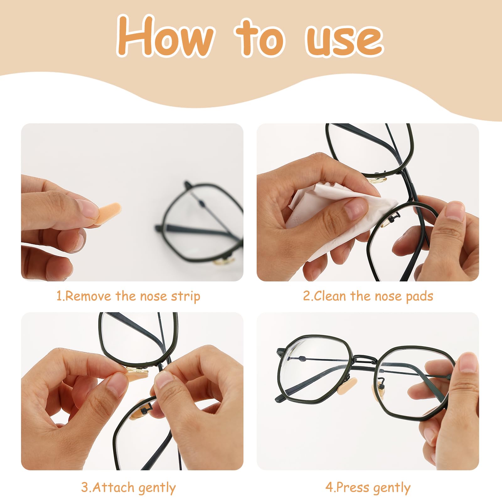 Soft silicone nose pads for glasses providing comfortable bridge support