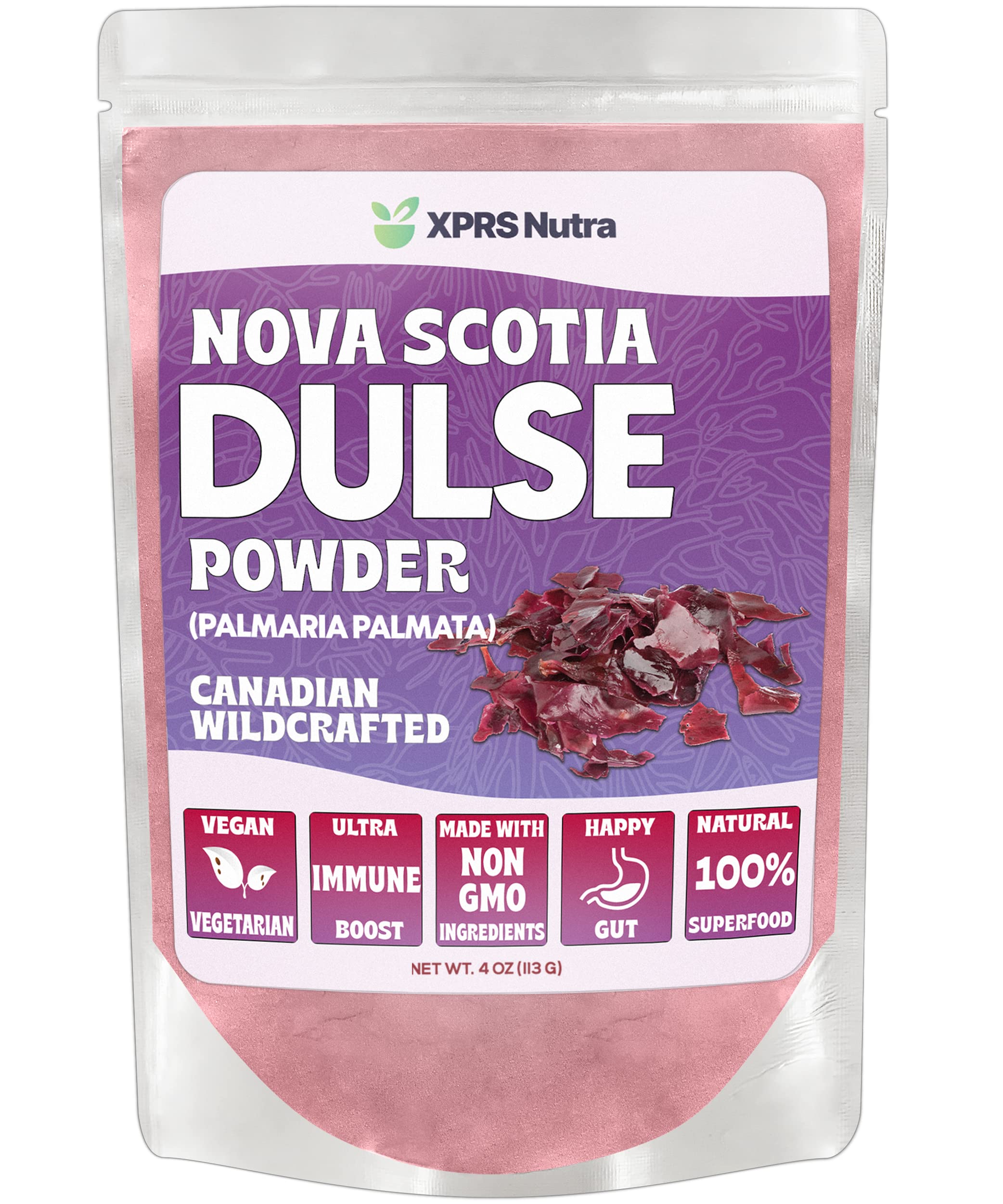 Front view of XPRS Nutra Dulse Powder 4 oz packaging