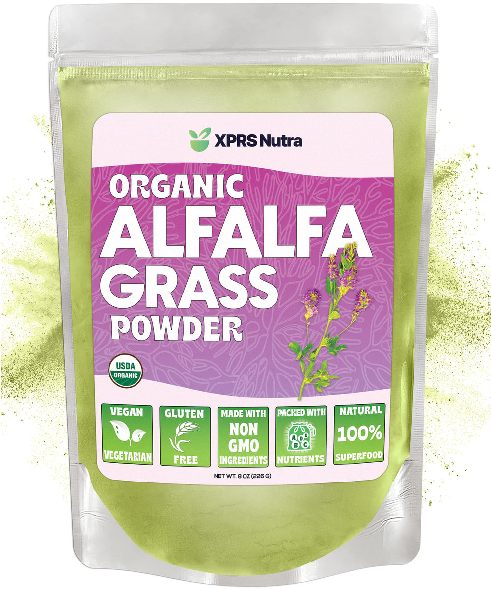 XPRS Nutra Organic Alfalfa Powder 8 oz front view