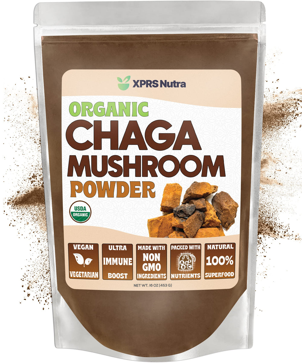 XPRS Nutra Organic Chaga Mushroom Powder 16 oz jar