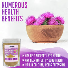 Label showing organic certification on milk thistle powder