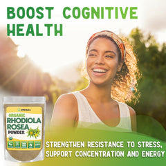 Close-up of XPRS Rhodiola Rosea Powder bottle