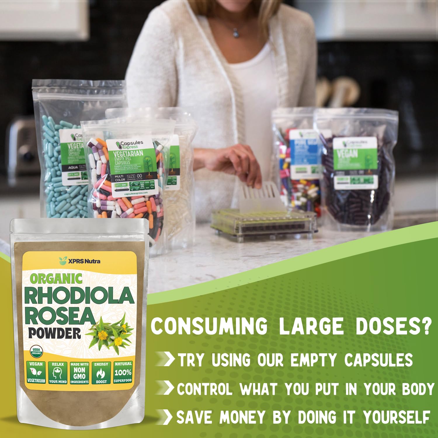 Fine Rhodiola Rosea powder texture