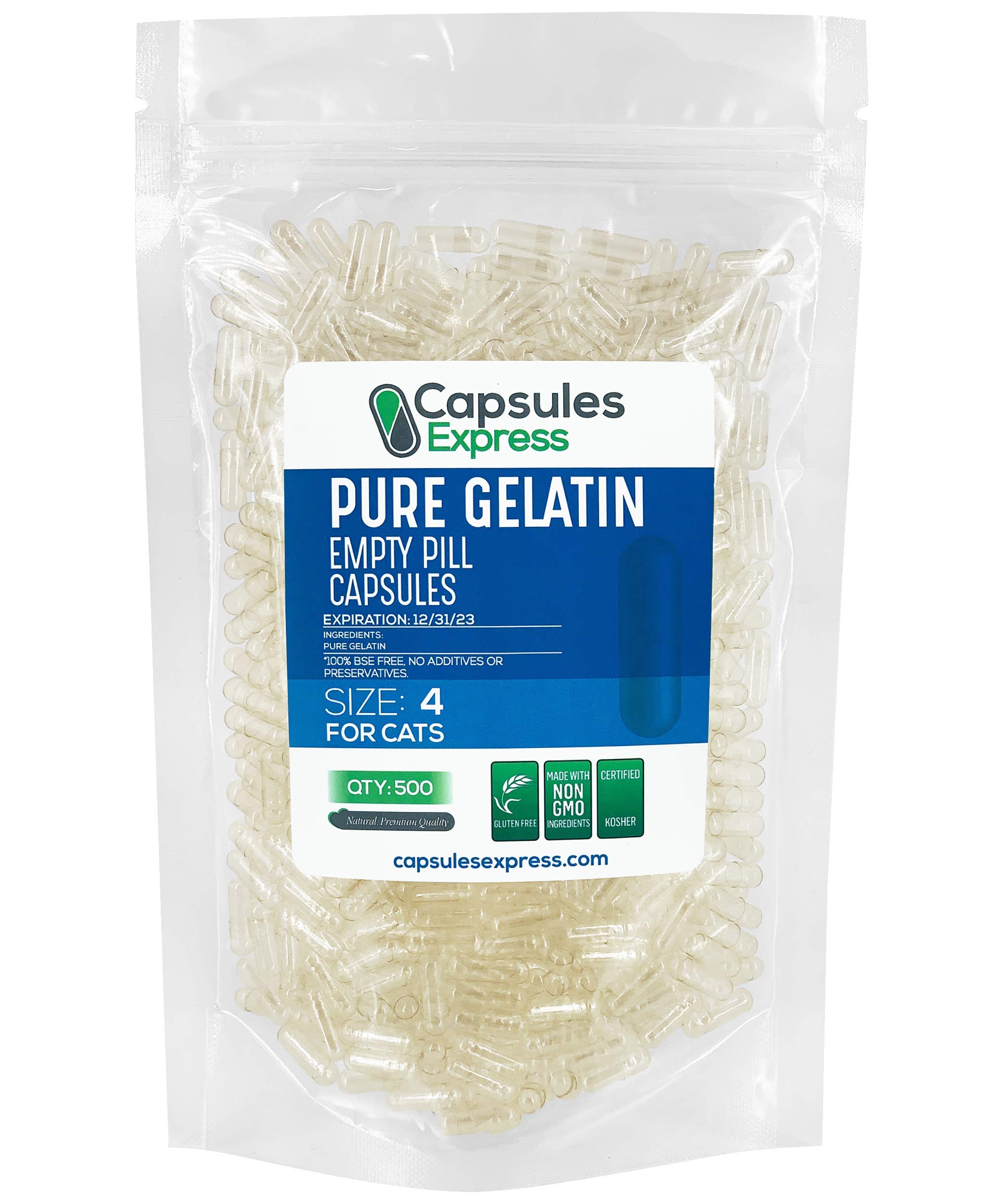 XPRS Nutra Size 4 empty gelatin capsules for cats - transparent and fillable