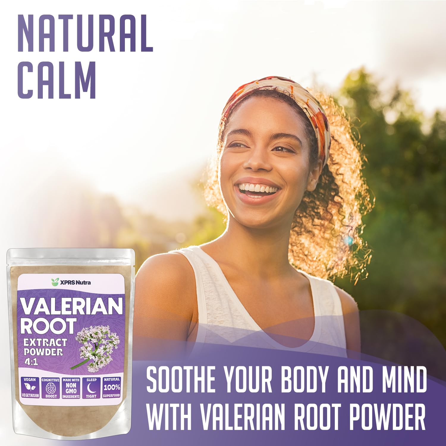 Back of bottle showing supplement facts for Valerian Root Extract Powder 4:1