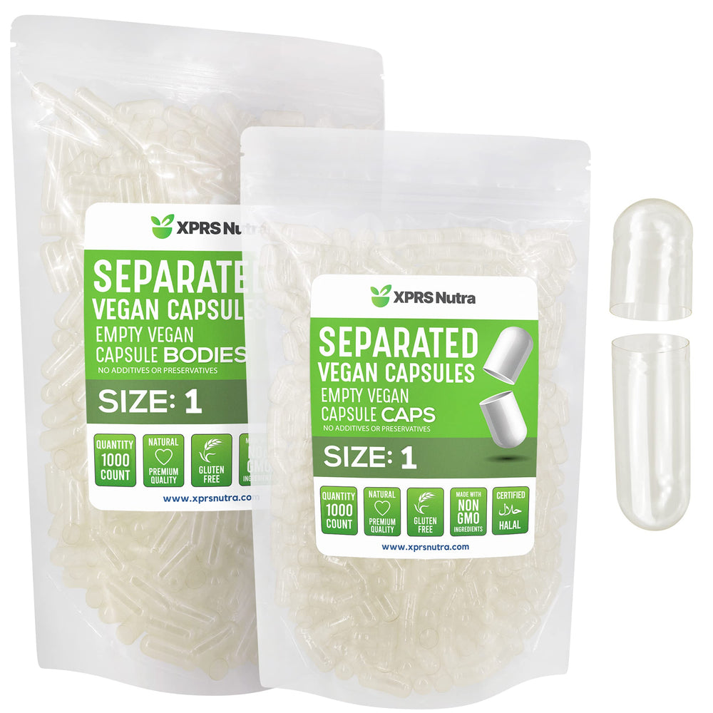 XPRS Nutra vegan size 1 separated capsules 1000-count, clear