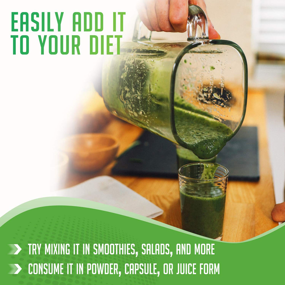 Nutrition facts panel for XPRS Nutra Wheatgrass Juice Powder