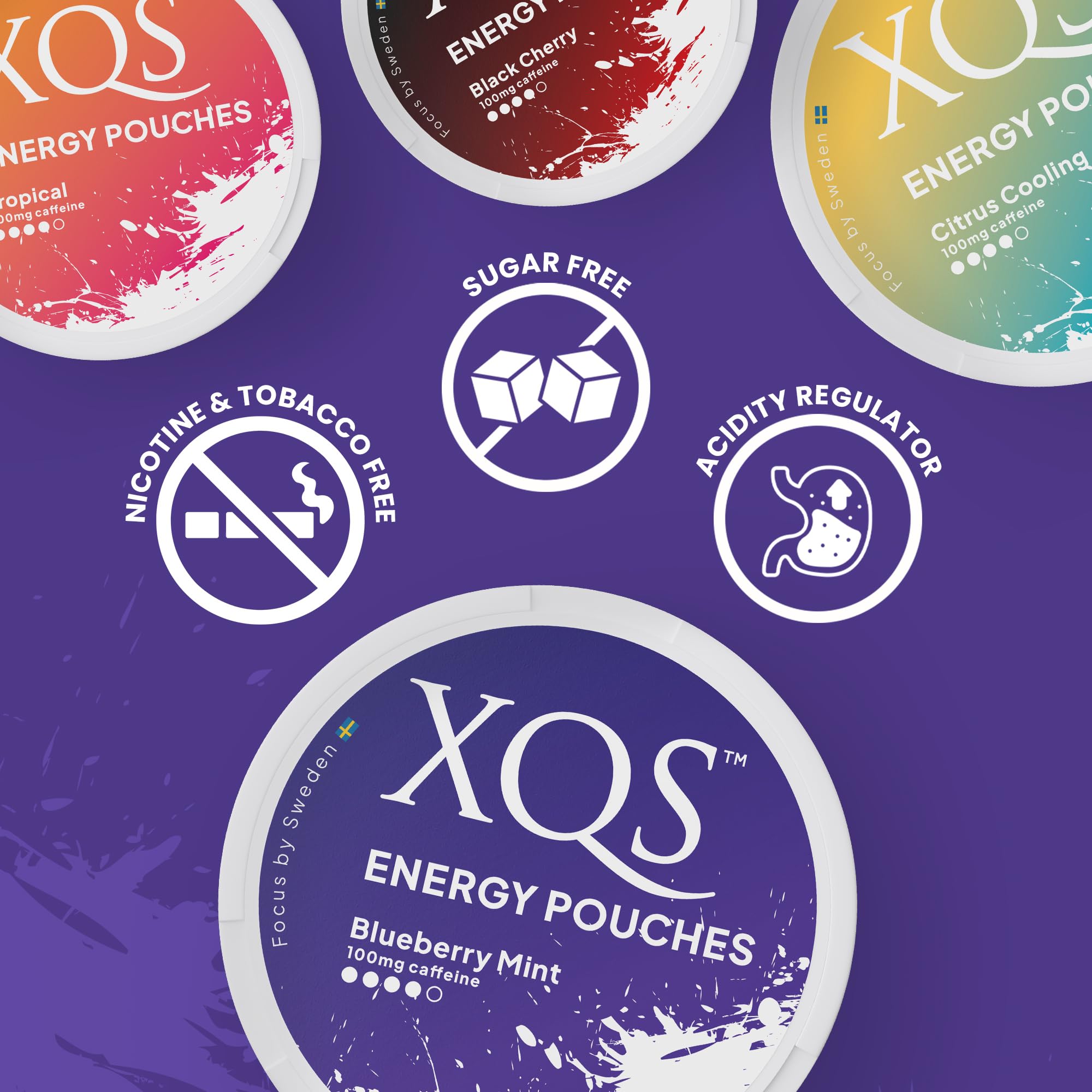 XQS White pouches on display illustrating mess-free, stain-free design.