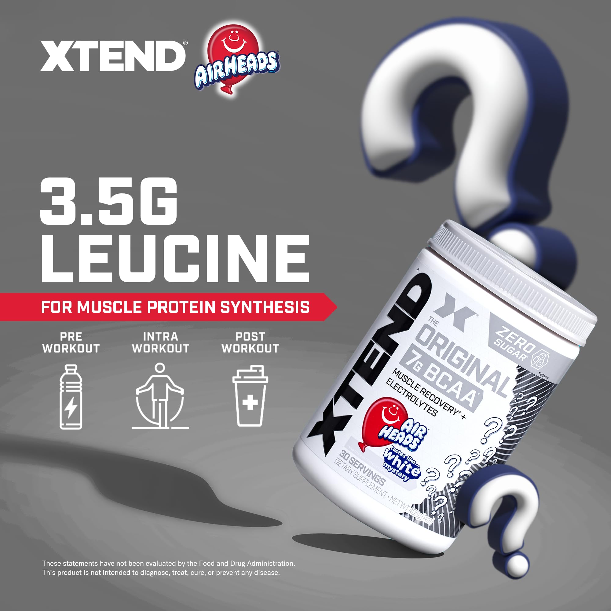 Xtend AirHeads Candy BCAA prep glass shows electrolyte hydration for workouts.