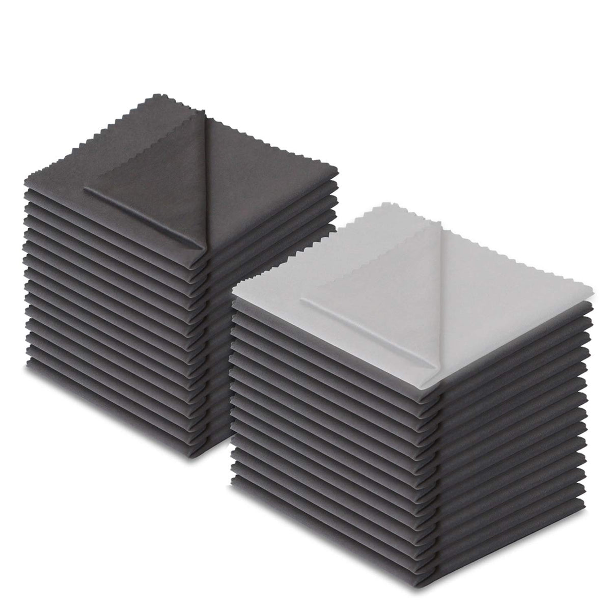 Xthel 30-pack microfiber cleaning cloths in gray and white laid out