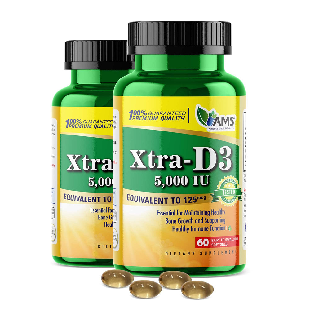 America Medic & Science Xtra D3 Vitamin D 5,000 IU Softgels - 2 Pack (Hero Image)