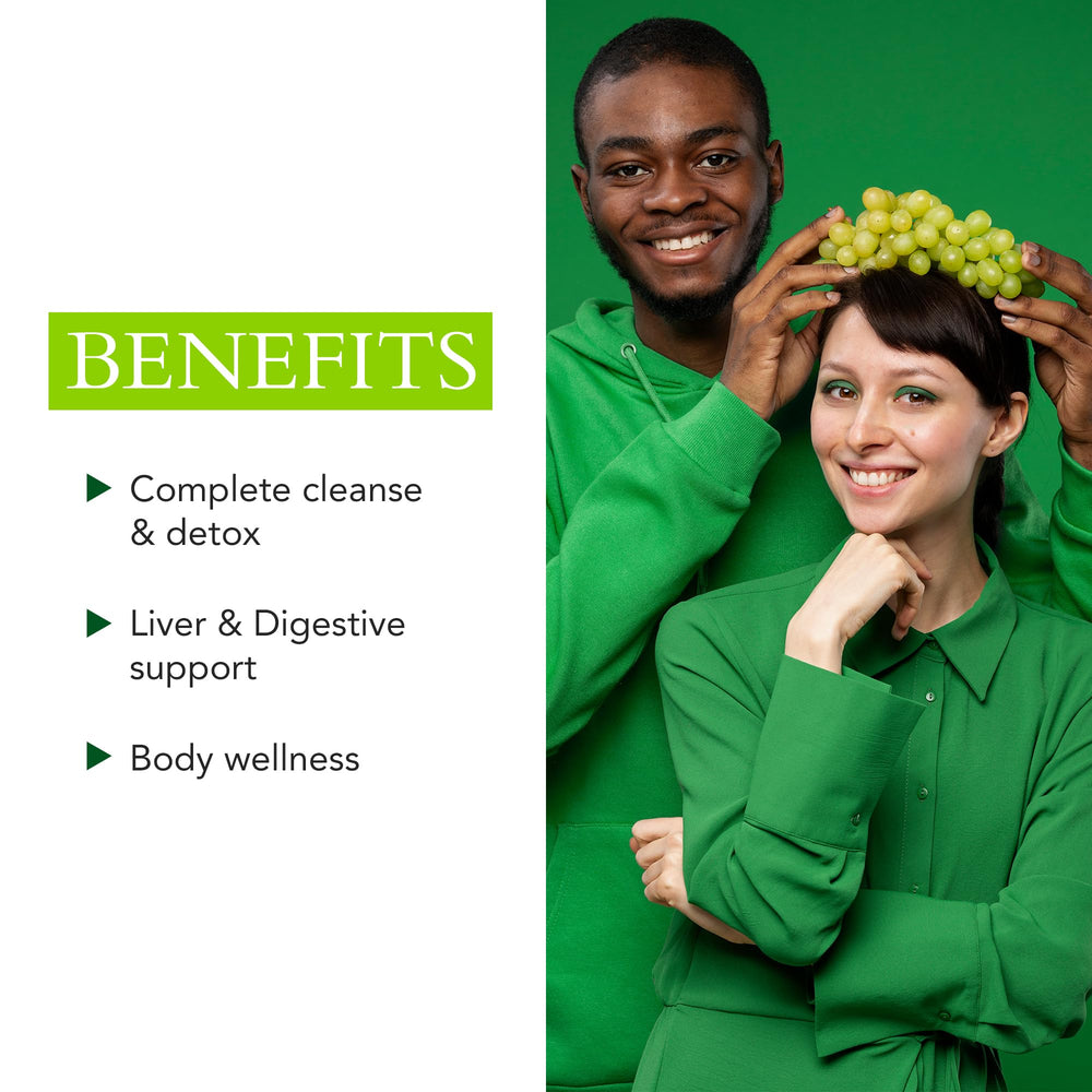 Digestive health concept with herbal detox blend