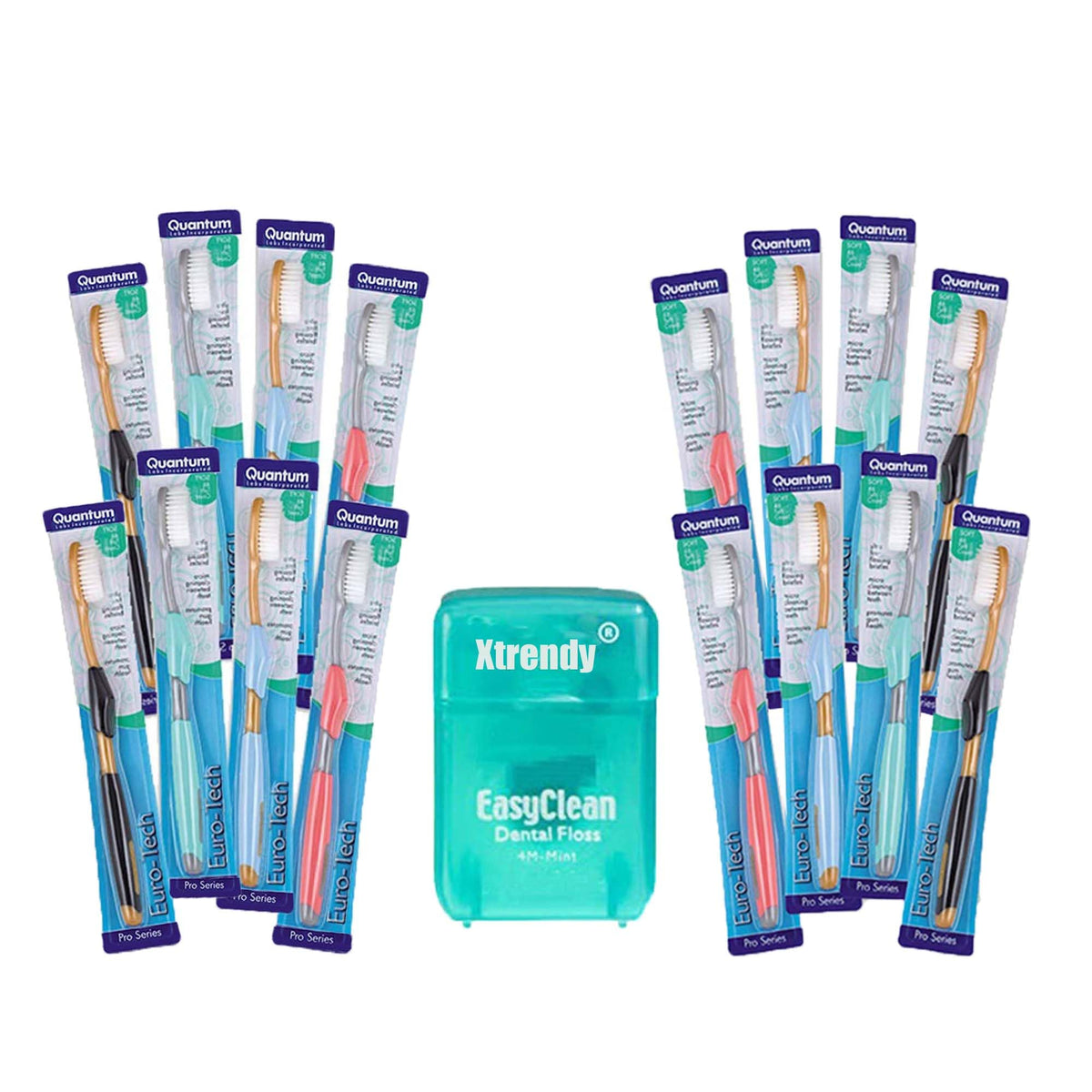 XTRENDY Euro-Tech Extra Soft Toothbrush 16-pack blister-sealed packaging