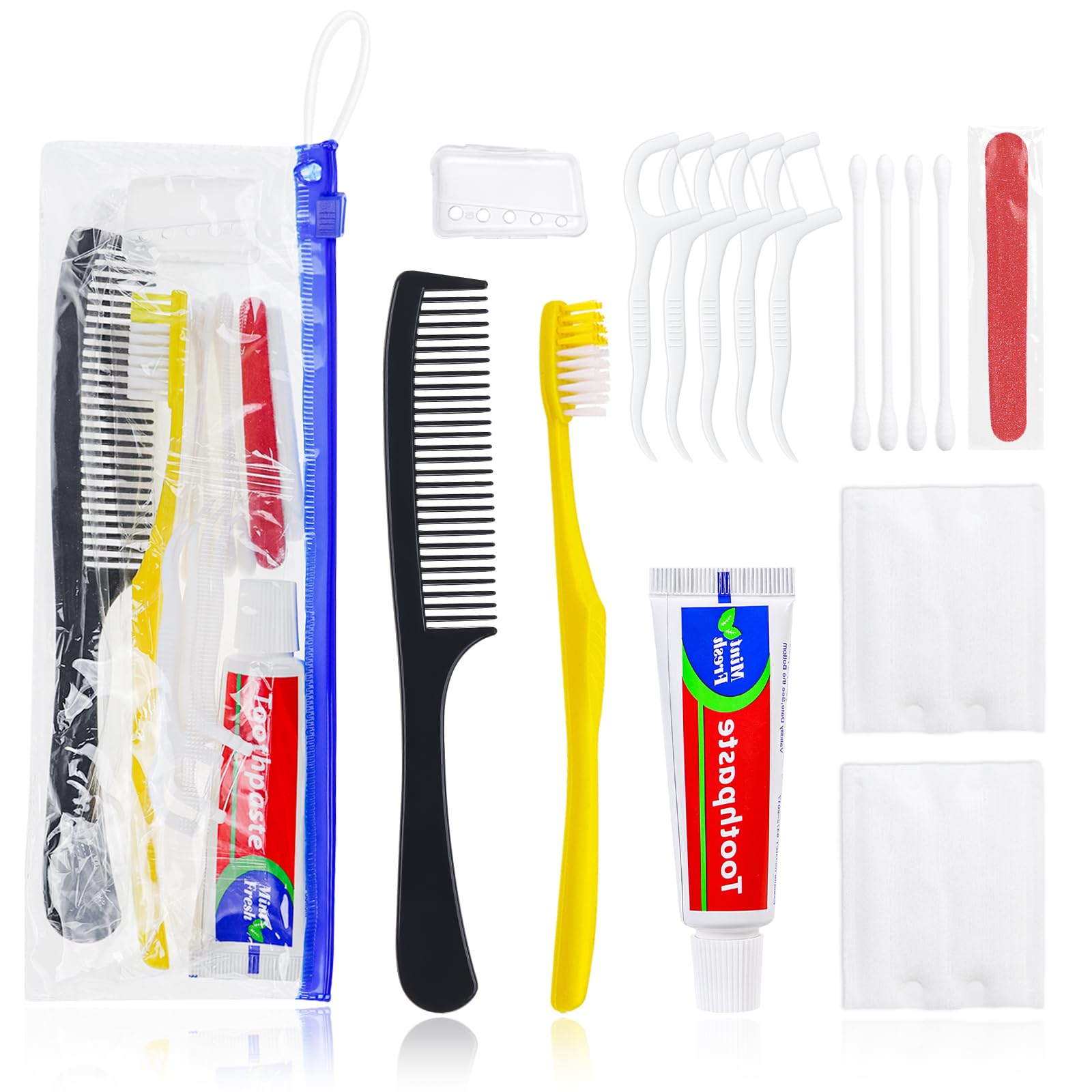Xuezoioy hygiene kit with yellow disposable toothbrushes and toothpaste