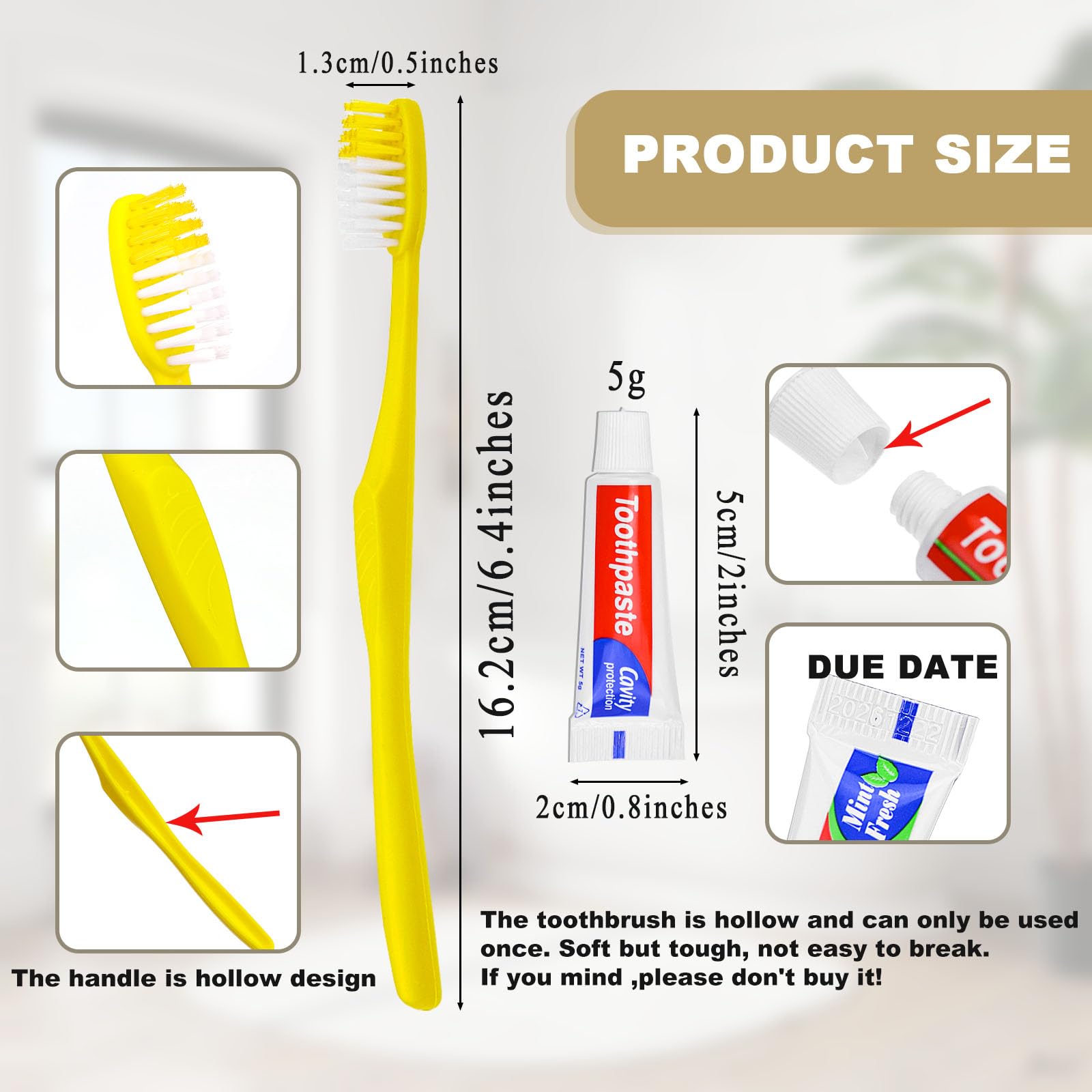 Individually wrapped disposable toothbrush with toothpaste