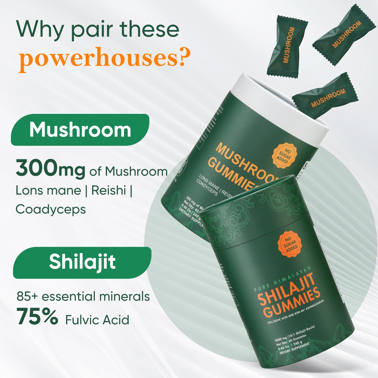 Lions Mane, Reishi and Cordyceps mushrooms blend in gummies
