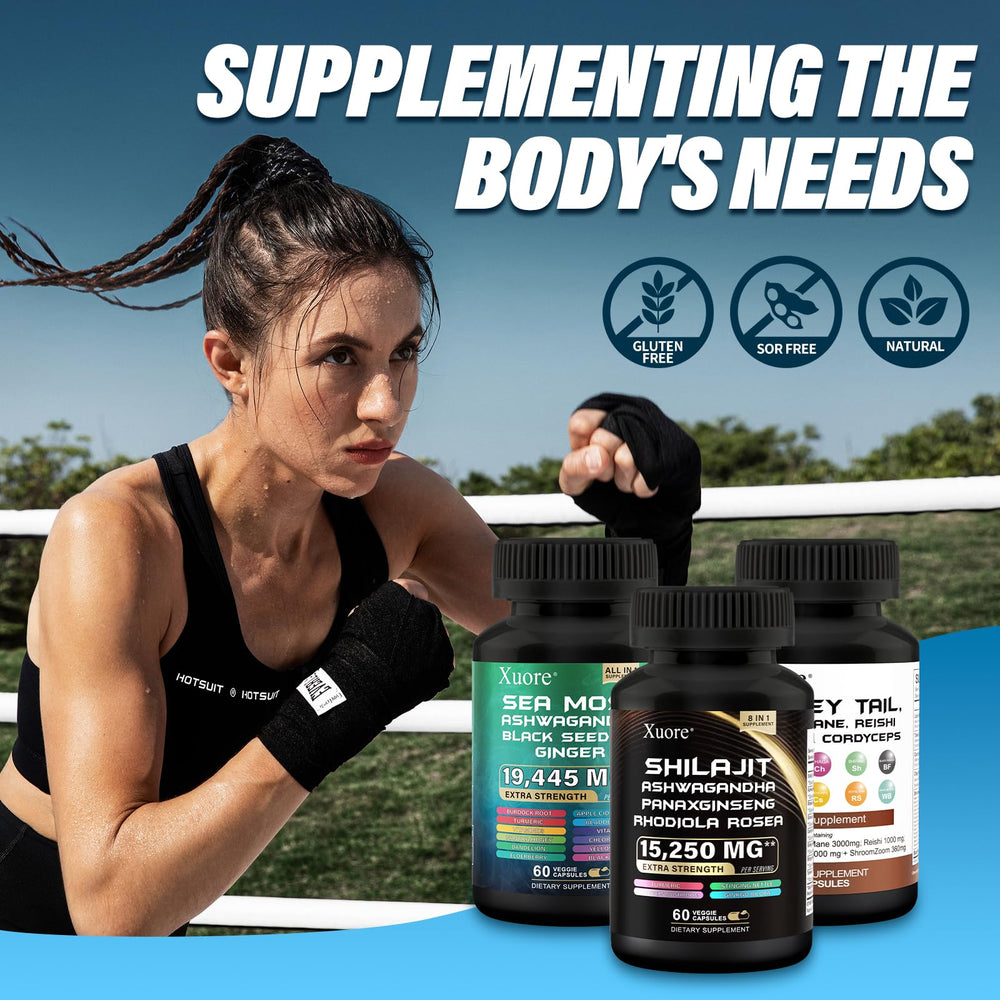 Herbs including Ashwagandha, Ginger and Rhodiola in Xuore formula
