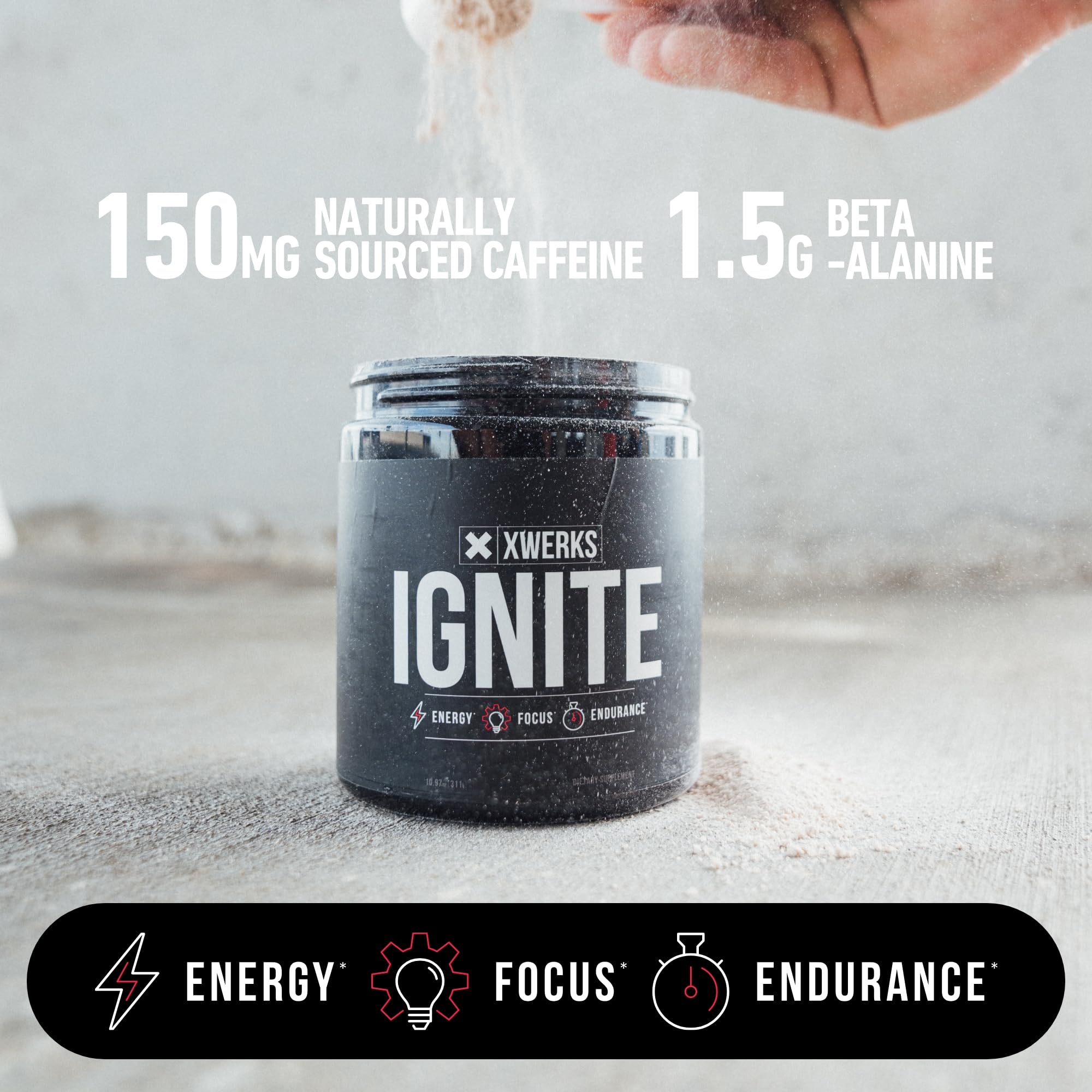 Xwerks Ignite athlete lifting weights demonstrates sustained energy during training
