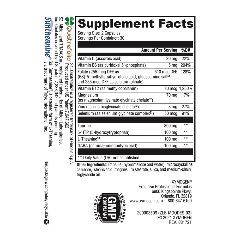 XYMOGEN Mood Food ES bottle – label close-up