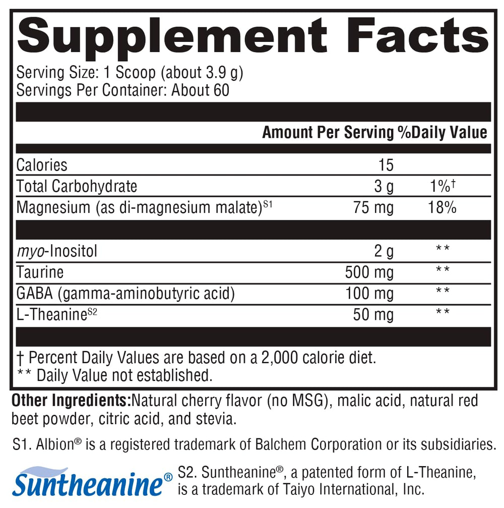 Close-up of RelaxMax label and nutritional information