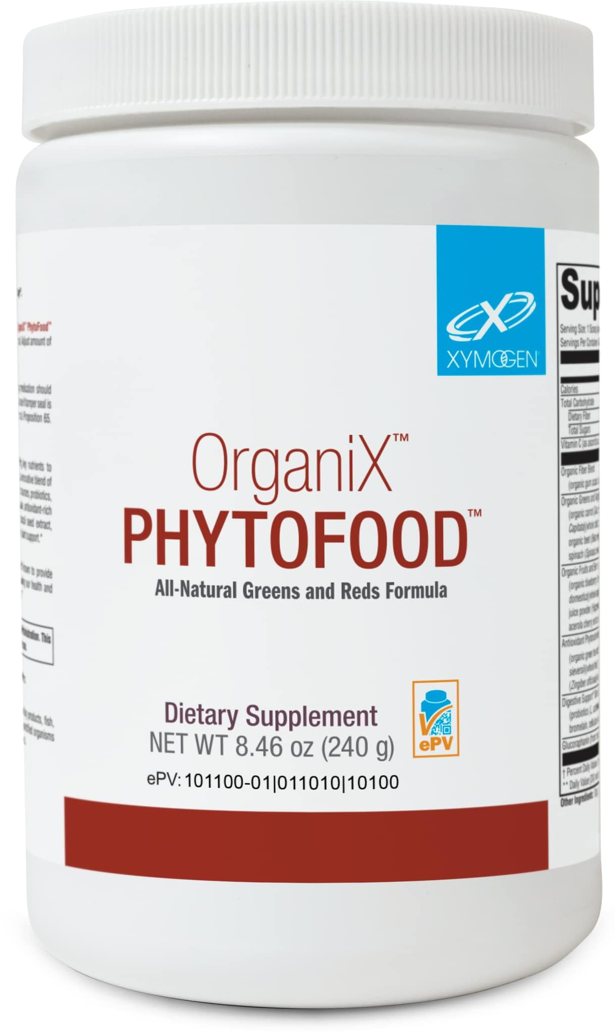 XYMOGEN OrganiX Phytofood Reds and Greens front label