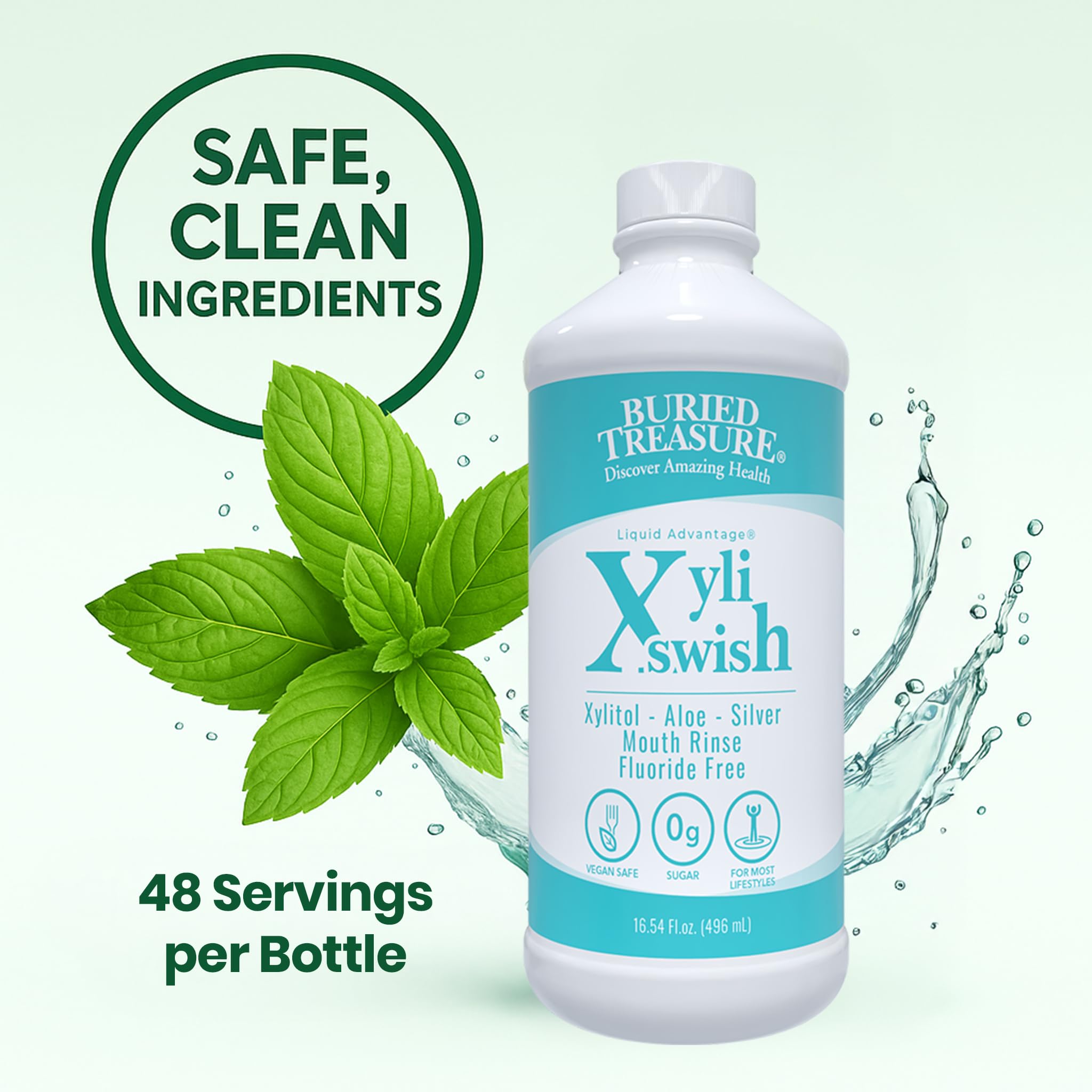 Peppermint flavor label on Xyli Swish bottle