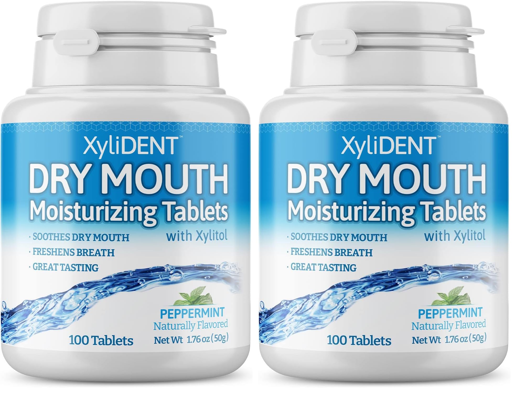 Front view of Nature's Stance XyliDENT Xylitol Tablets Peppermint Pack of 2