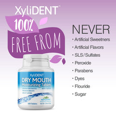 Close-up of XyliDENT dry mouth tablets in use