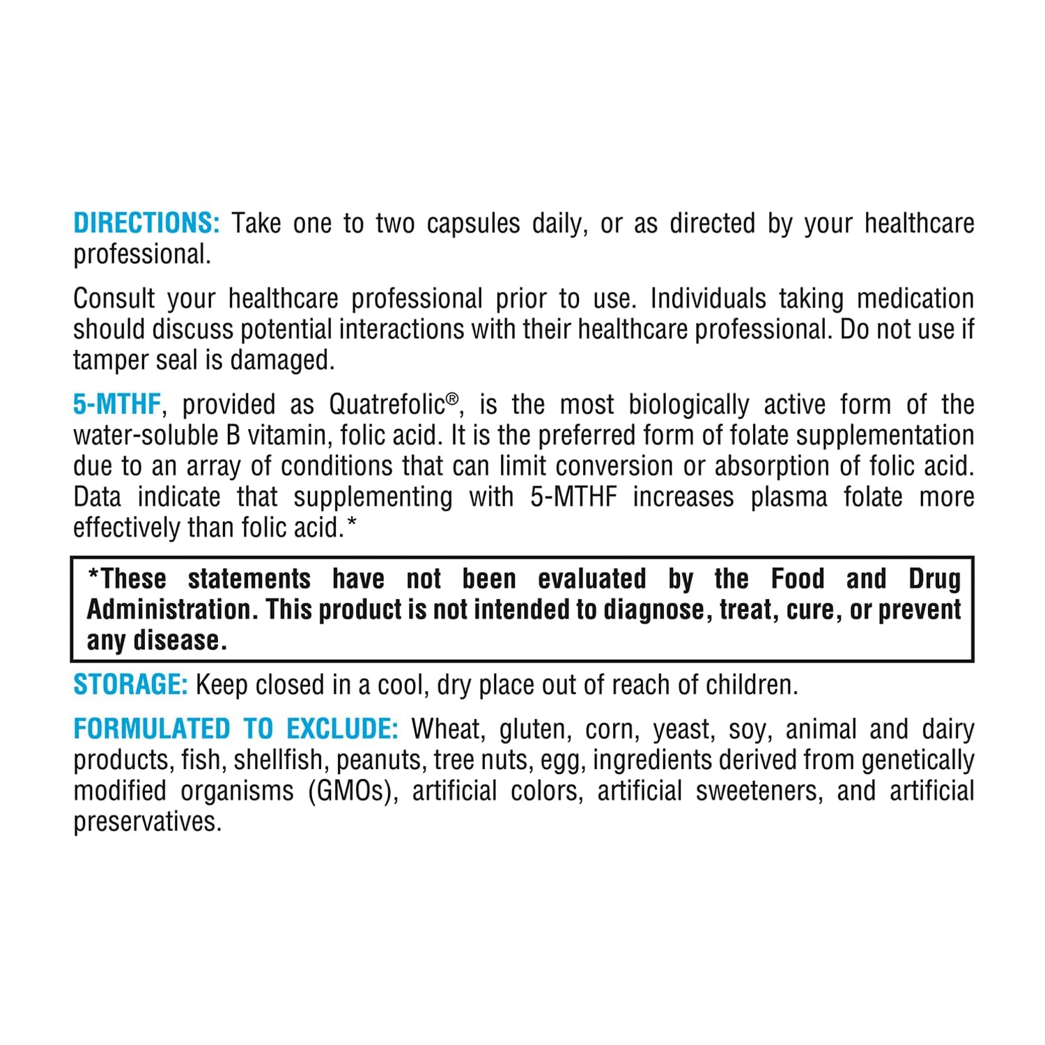 Vegan and gluten-free indicator for XYMOGEN 5 MTHF