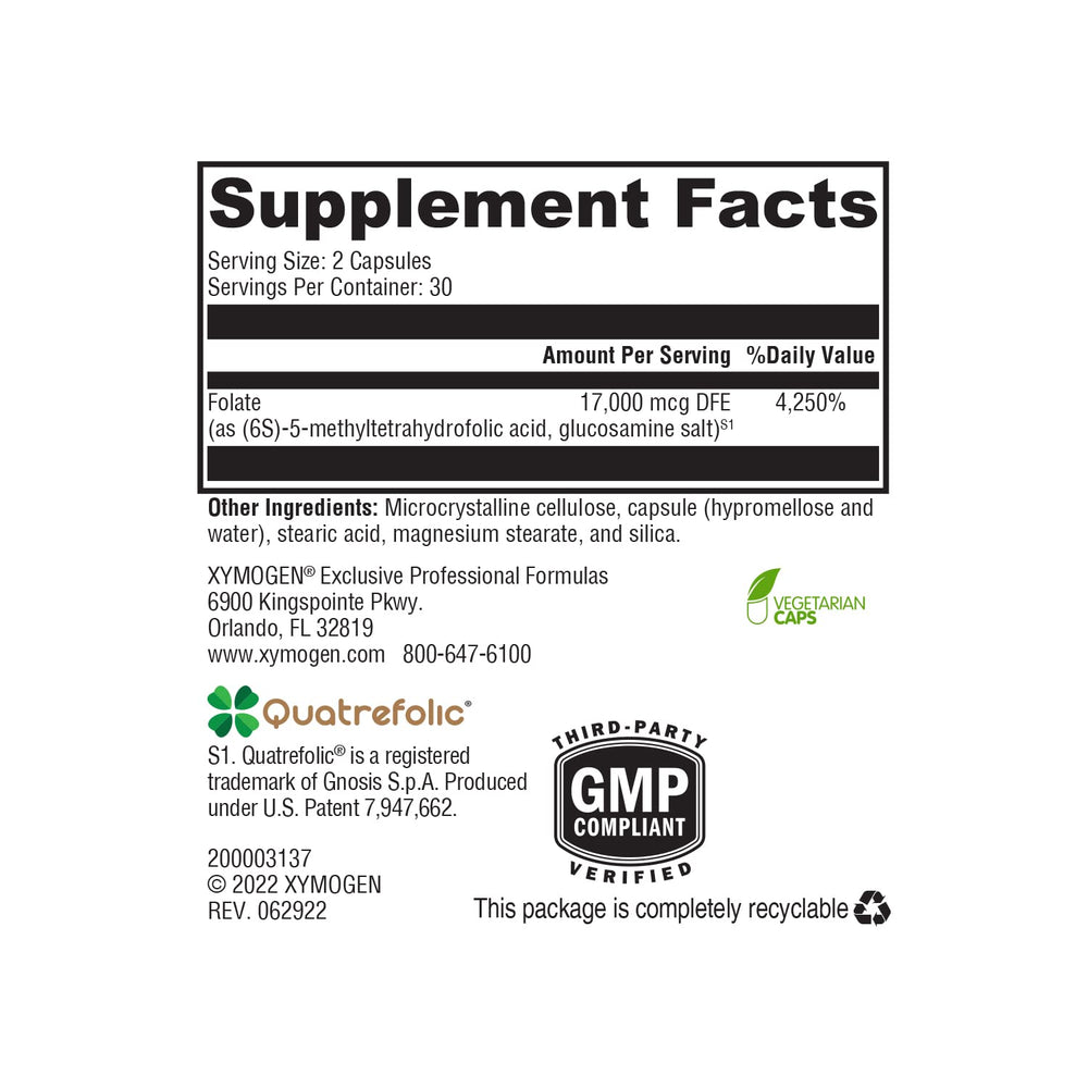 Product shot highlighting methyl folate benefits