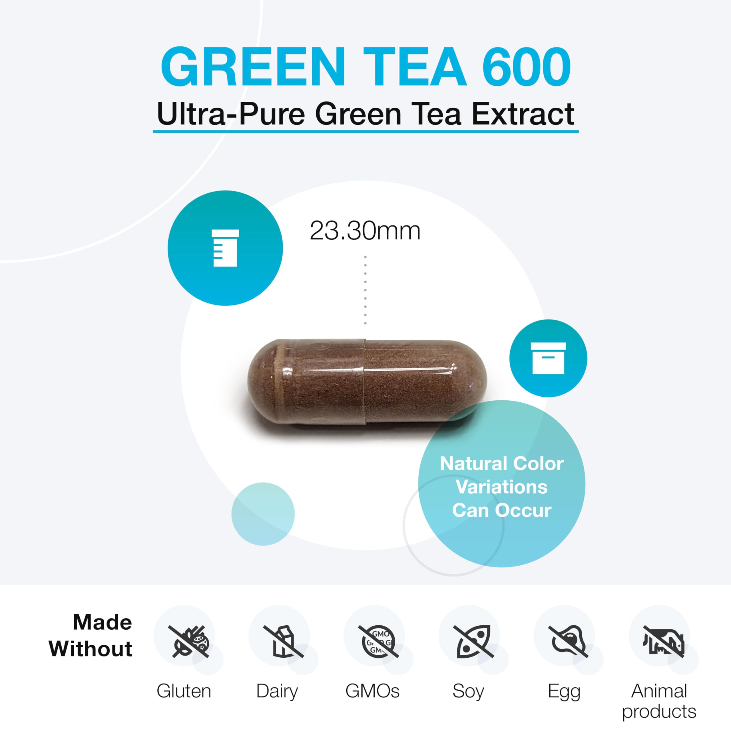 Close-up of XYMOGEN Green Tea 600 capsules