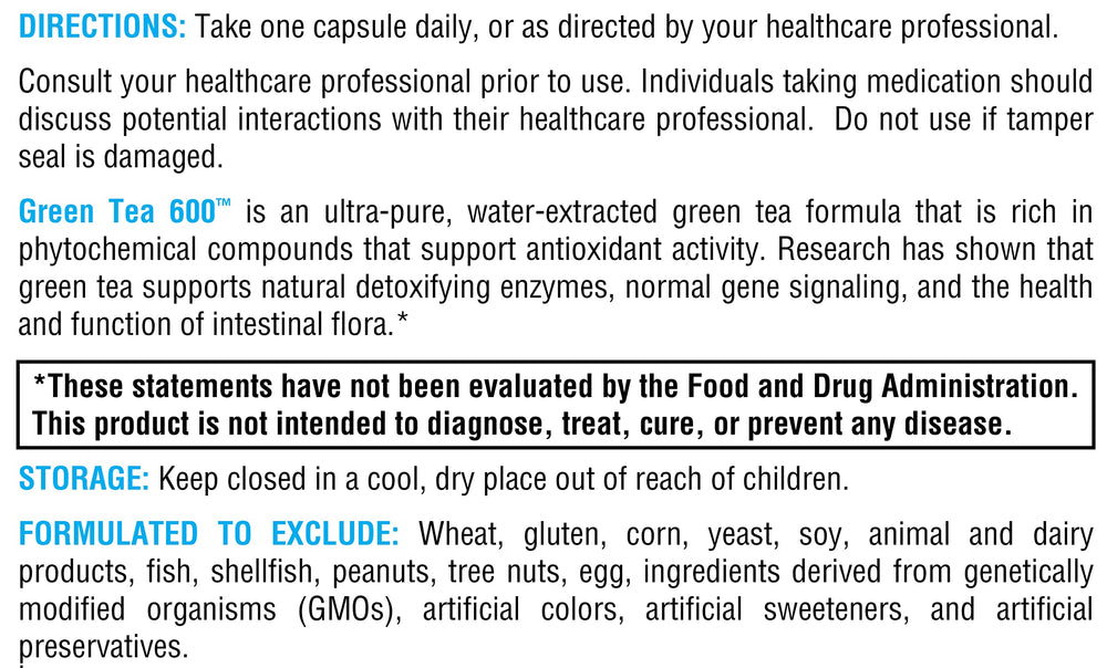 Gluten-free and vegan icons for XYMOGEN Green Tea 600