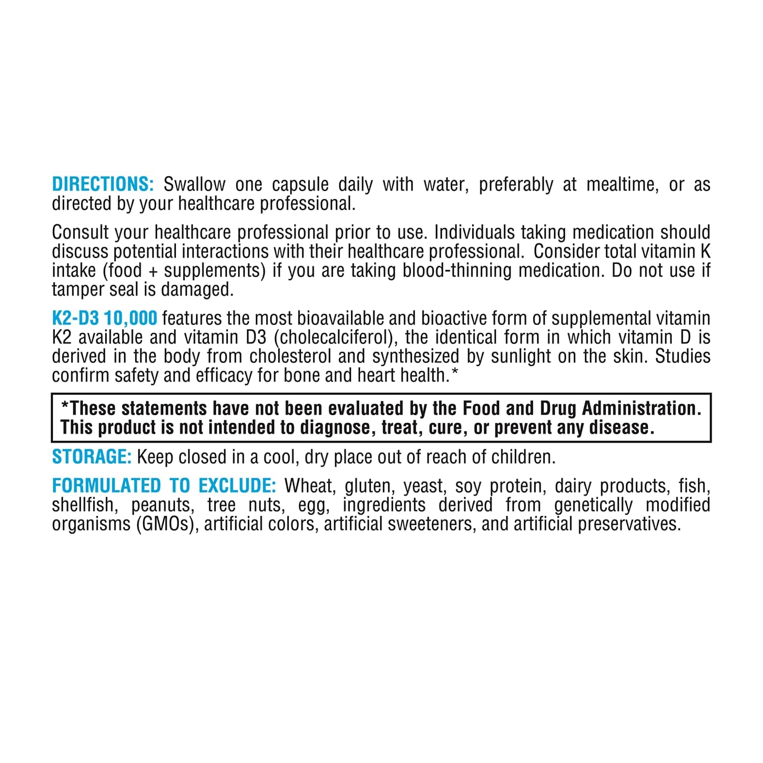 Allergen-free and GMO-free labeling on bottle