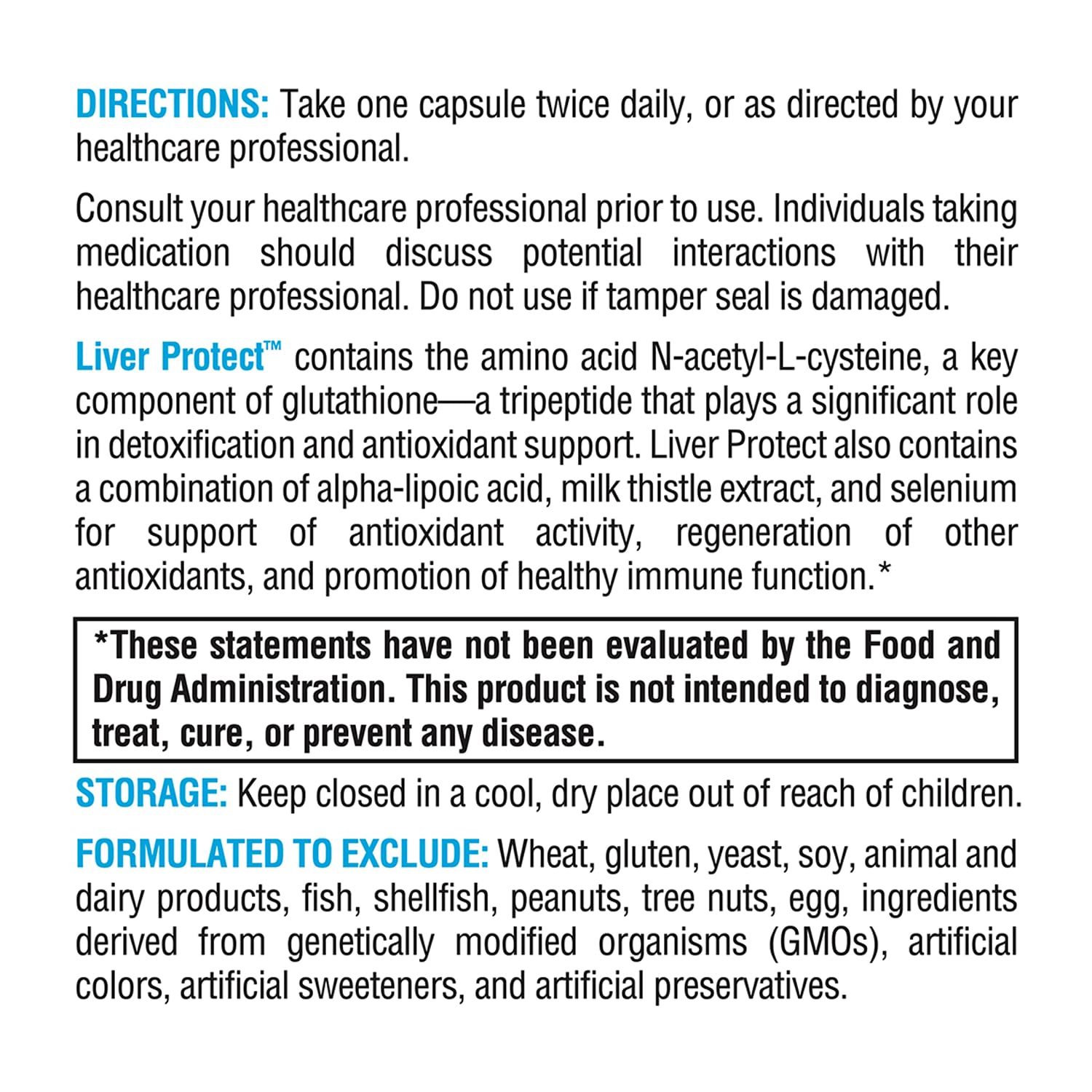 Alpha-lipoic acid component in Liver Protect