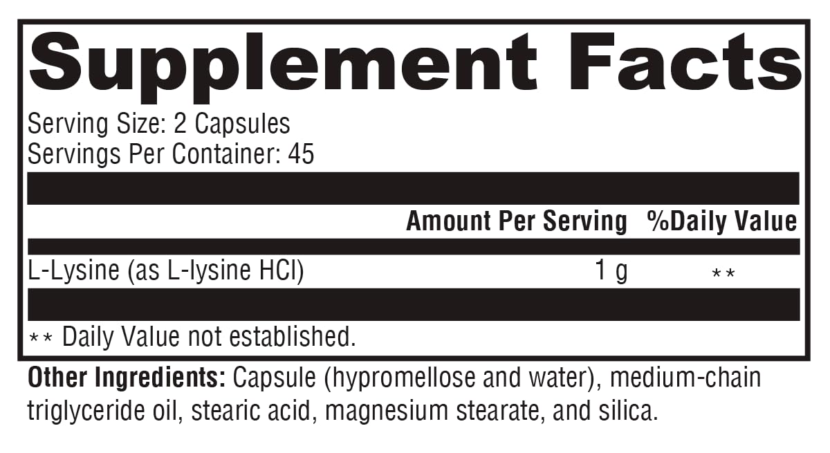 Packaging carton of XYMOGEN L-Lysine 1000mg capsules