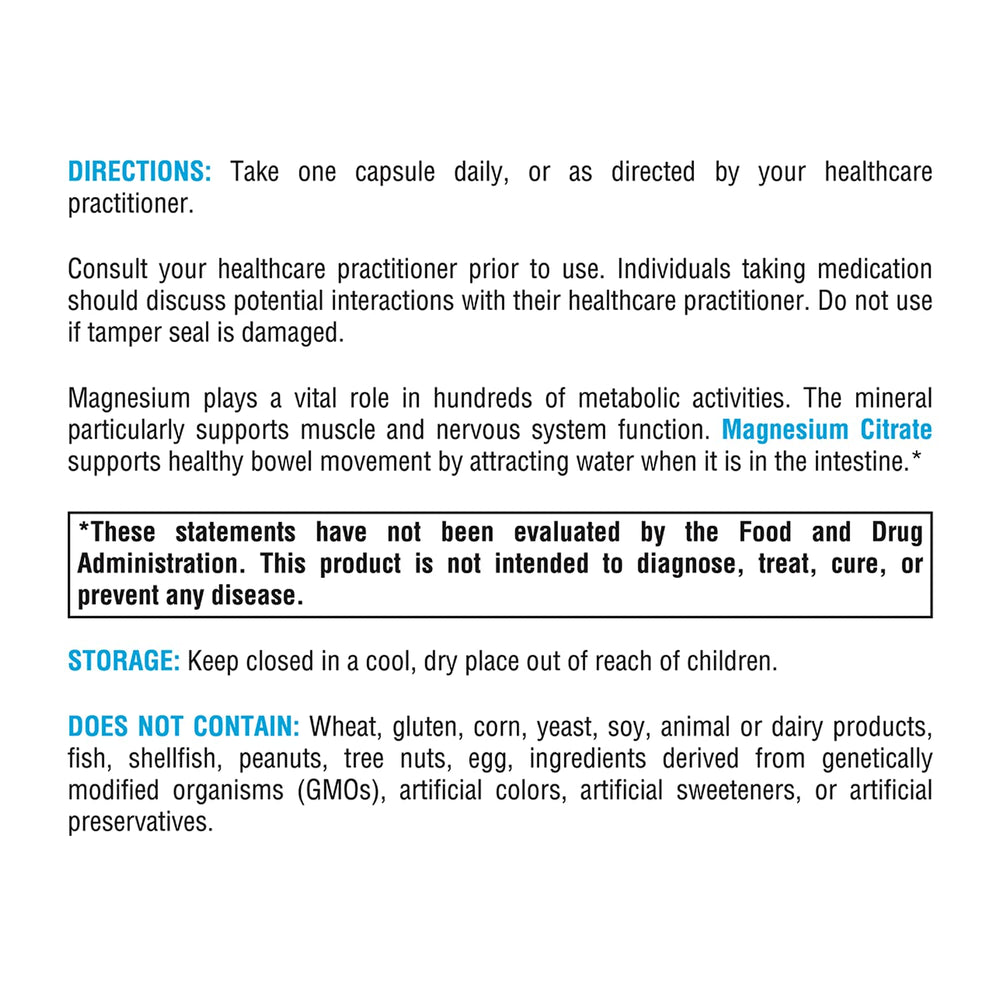Vegan-friendly badge on XYMOGEN Magnesium Citrate Capsules packaging