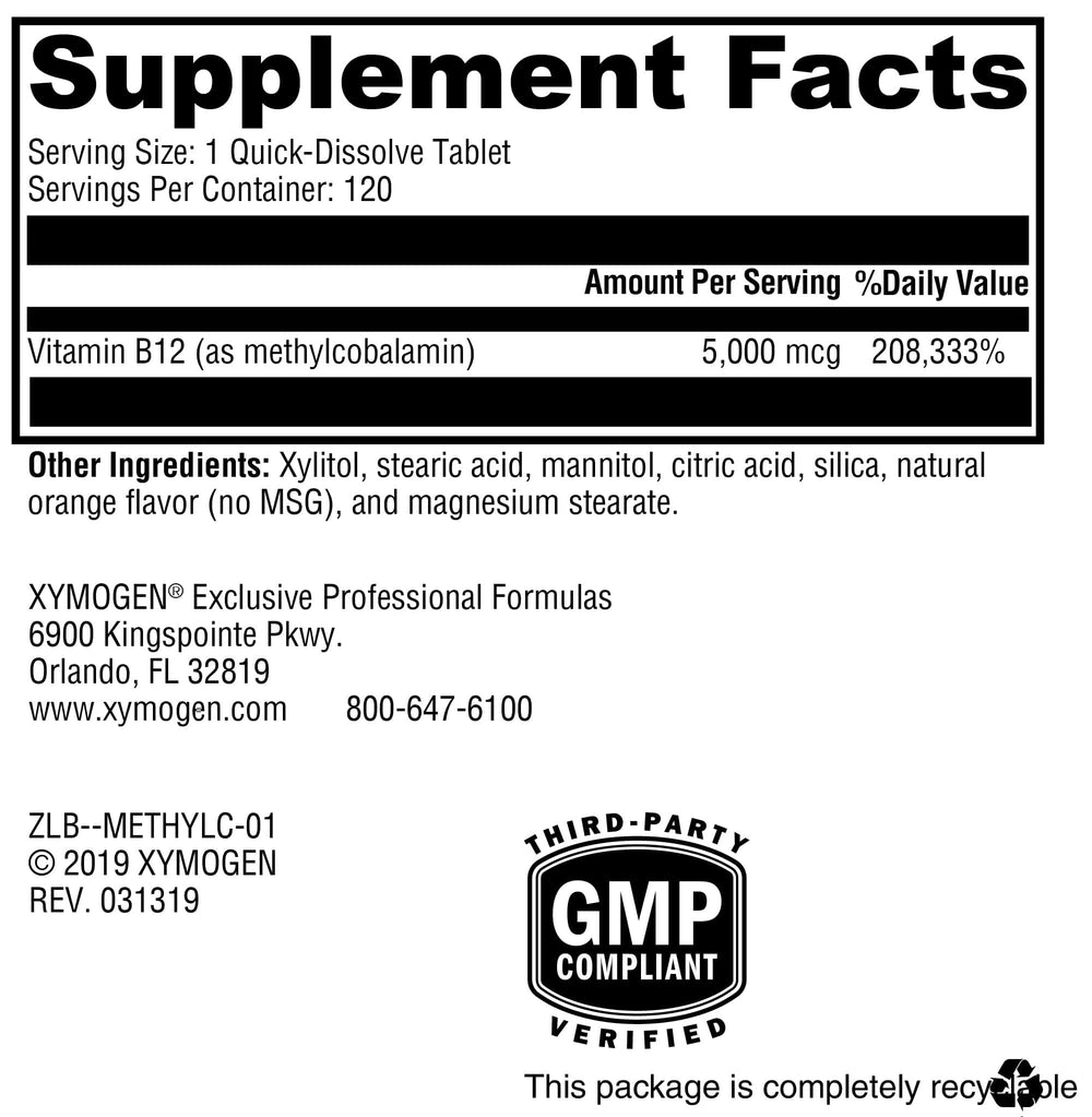 Small methylcobalamin tablets in bottle